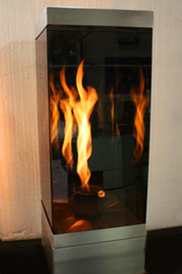 reflective glass fire feature vortexed 55